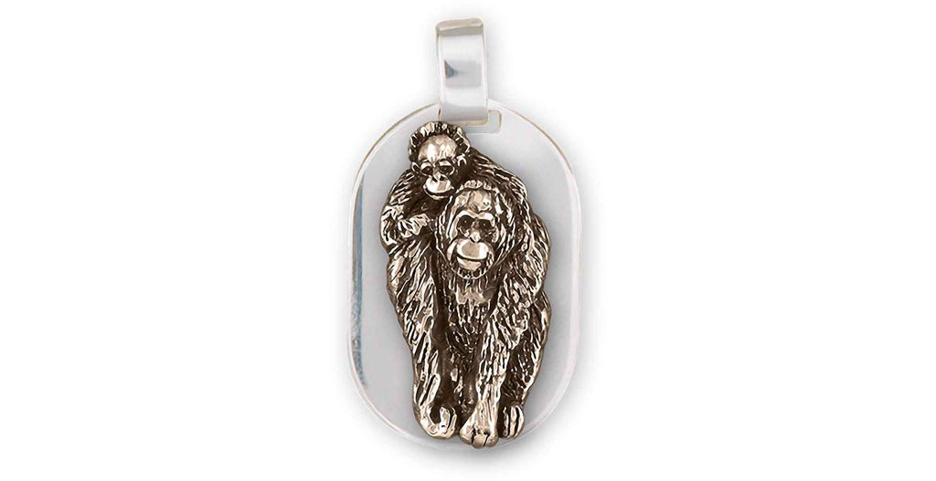 Orangutan Charms Orangutan Pendant Sterling Silver And Yellow Bronze Orangutan And Baby Jewelry Orangutan jewelry