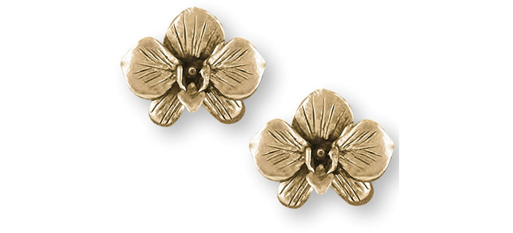 Orchid Charms Orchid Earrings 14k Gold Orchid Flower Jewelry Orchid jewelry