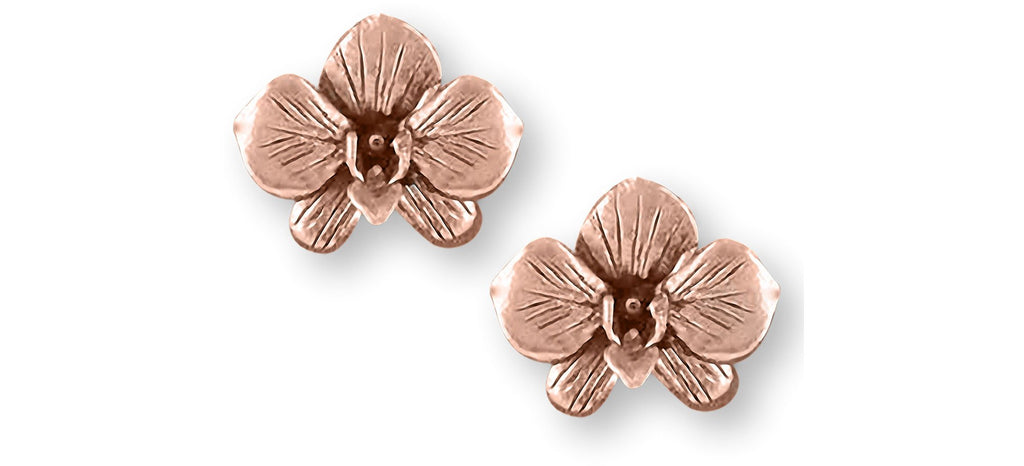 Orchid Charms Orchid Earrings 14k Rose Gold Vermeil Orchid Flower Jewelry Orchid jewelry