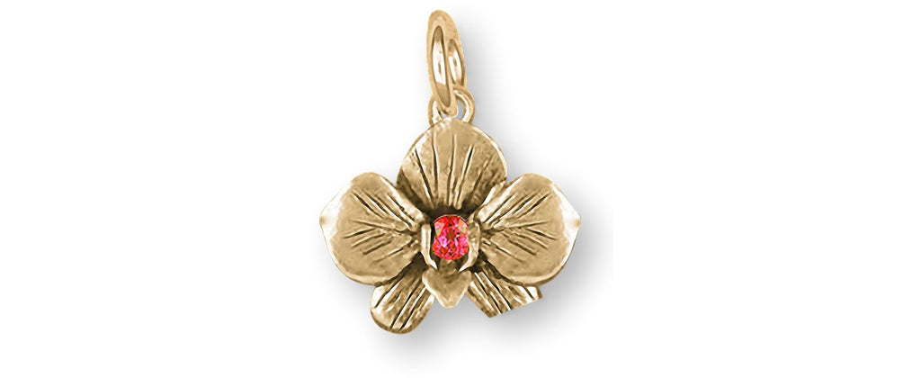 Orchid Charms Orchid Charm 14k Gold Orchid Flower Birthstone Jewelry Orchid jewelry