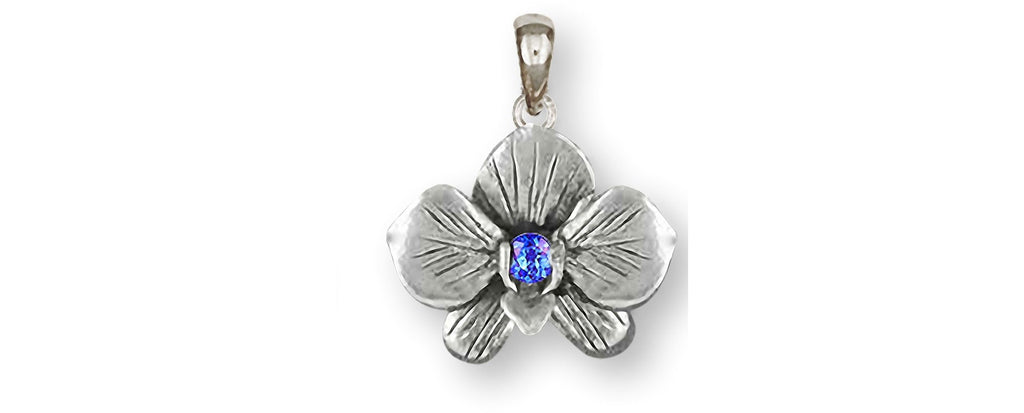 Orchid Charms Orchid Pendant Sterling Silver Orchid Flower Birthstone Jewelry Orchid jewelry