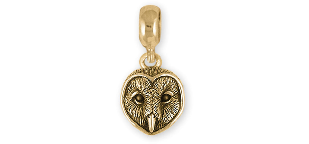 Barn Owl Charms Barn Owl Charm Slide 14k Gold Barn Owl Jewelry Barn Owl jewelry