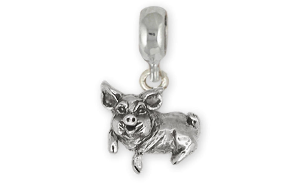 Pig Charms Pig Charm Slide Sterling Silver Pig Jewelry Pig jewelry