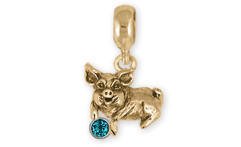 Pig Charms Pig Charm Slide 14k Gold Pig Jewelry Pig jewelry