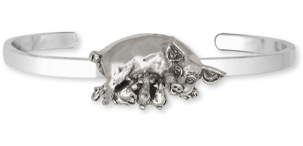 Pig Charms Pig Bracelet Sterling Silver Pig And Piglets Jewelry Pig jewelry