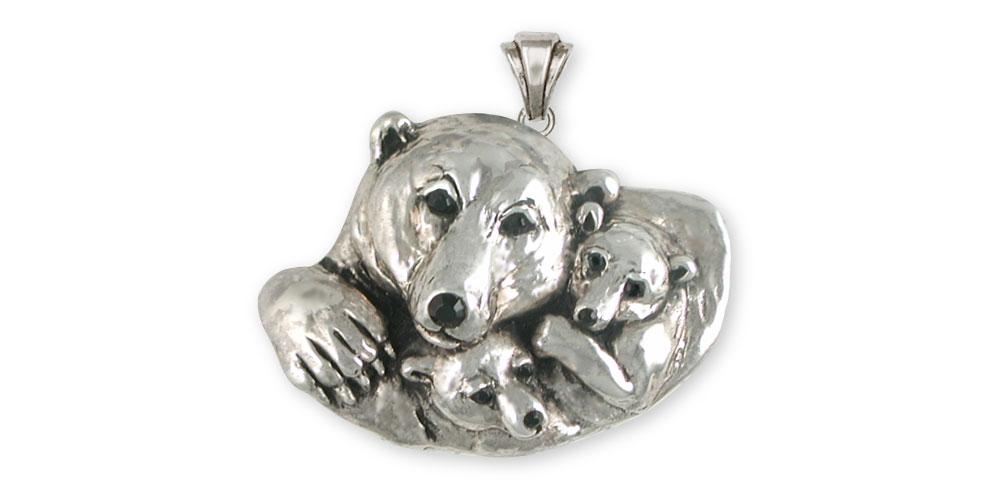 Polar Bear Charms Polar Bear Pendant Sterling Silver Polar Bear And Cubs Jewelry Polar Bear jewelry