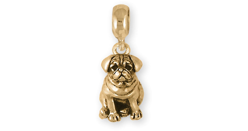 Pug Charms Pug Charm Slide 14k Gold Pug Jewelry Pug jewelry