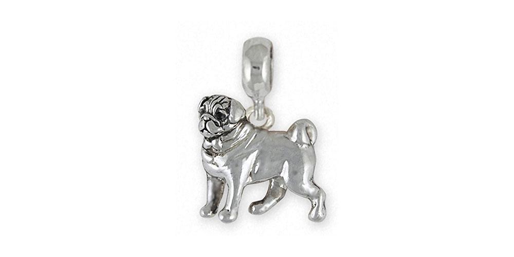 Pug Charms Pug Charm Slide Sterling Silver Dog Jewelry Pug jewelry