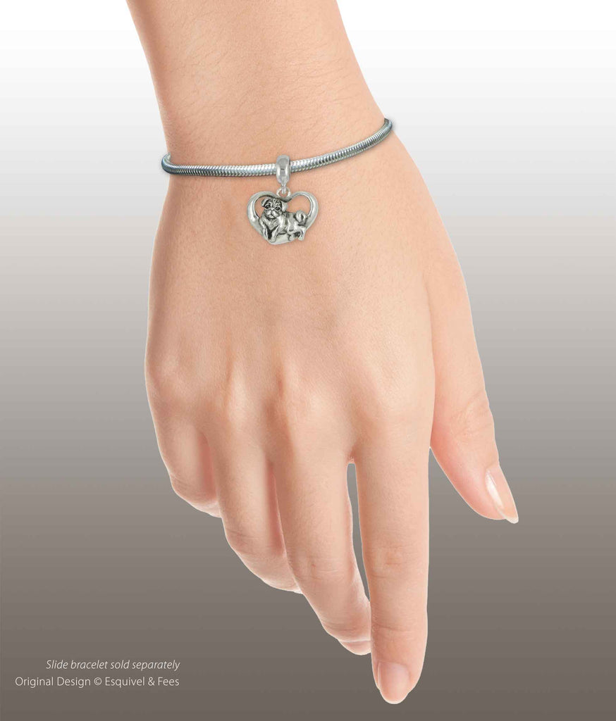 Pug Jewelry Sterling Silver Handmade Pug Charm Slide This Charm Will Fit A Pandora® Slide Bracelet PG50-PNS