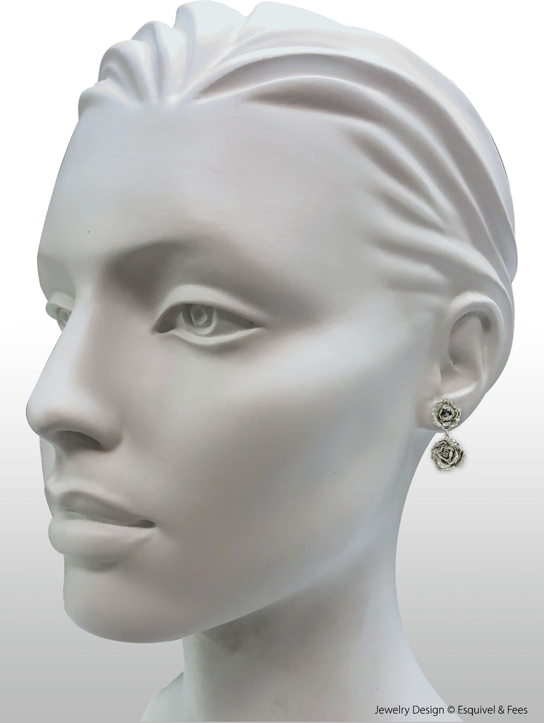 Peony Jewelry Sterling Silver Handmade Peony Flower Earrings  PNY21-E