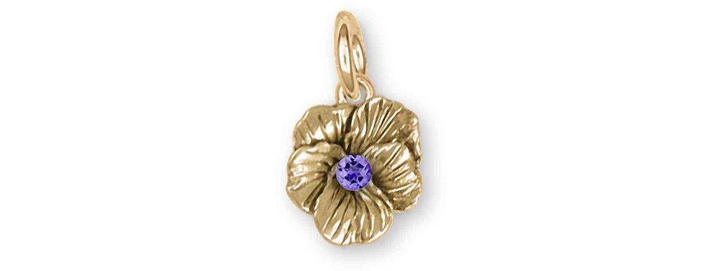 Pansy Birthstone Charms Pansy Birthstone Charm 14k Yellow Gold Pansy Flower Jewelry Pansy Birthstone jewelry