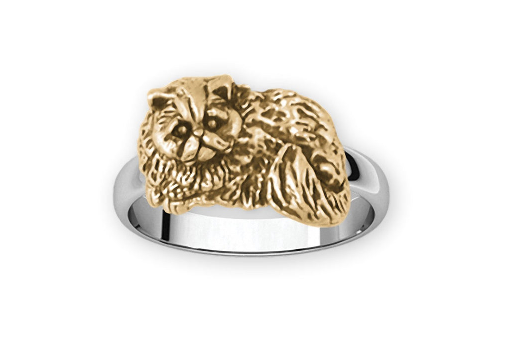Persian Cat Charms Persian Cat Ring Silver And 14k Gold Persian Cat Jewelry Persian Cat jewelry