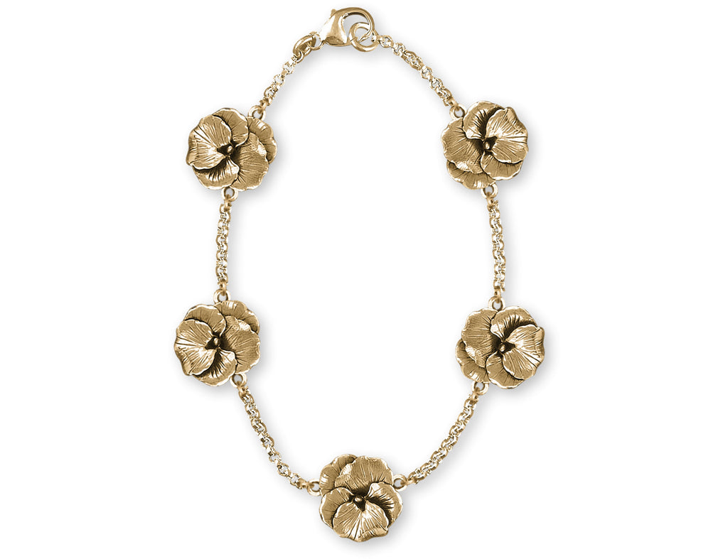 Pansy Charms Pansy Bracelet 14k Gold Vermeil Pansy Flower Jewelry Pansy jewelry