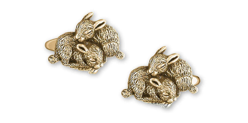 Rabbit Charms Rabbit Cufflinks 14k Yellow Gold Bunny Rabbit Jewelry Rabbit jewelry