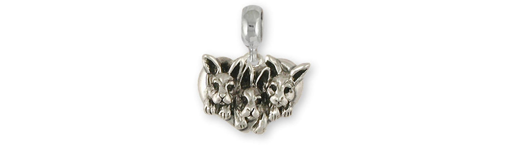 Rabbit Charms Rabbit Charm Slide Sterling Silver Bunny Rabbit Jewelry Rabbit jewelry