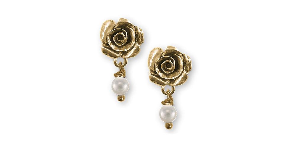 Rose Charms Rose Earrings 14k Gold Flower Jewelry Rose jewelry
