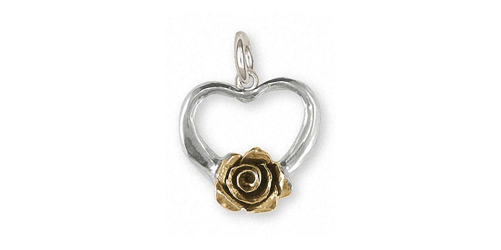 Rose Charms Rose Charm Silver And 14k Gold Flower Jewelry Rose jewelry