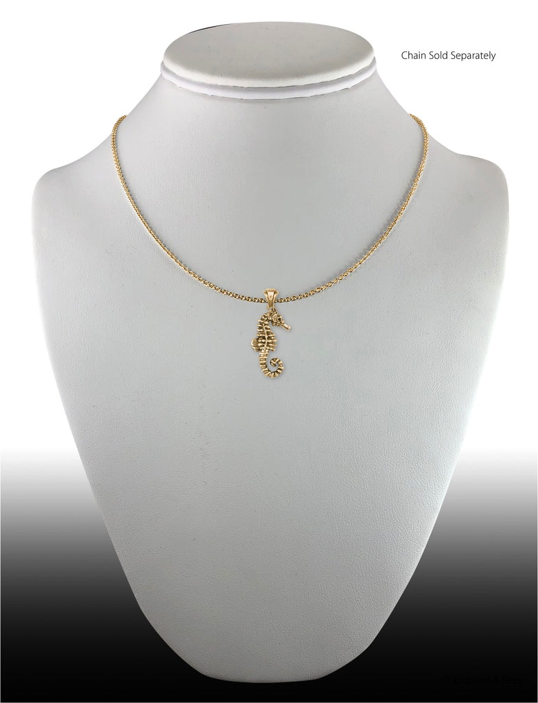 Seahorse Jewelry 14k Gold Handmade Sea Horse Pendant  SE2-PG