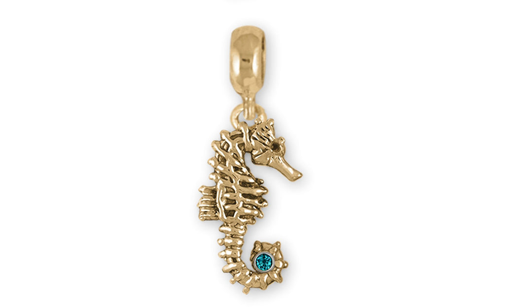 Seahorse Charms Seahorse Charm Slide 14k Gold Sea Horse Birthstone Jewelry Seahorse jewelry
