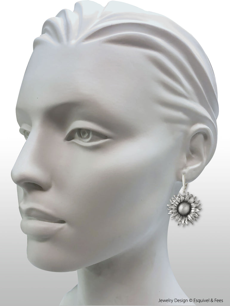 Sunflower Earrings Jewelry Sterling Silver Handmade Flower Earrings SF2-E