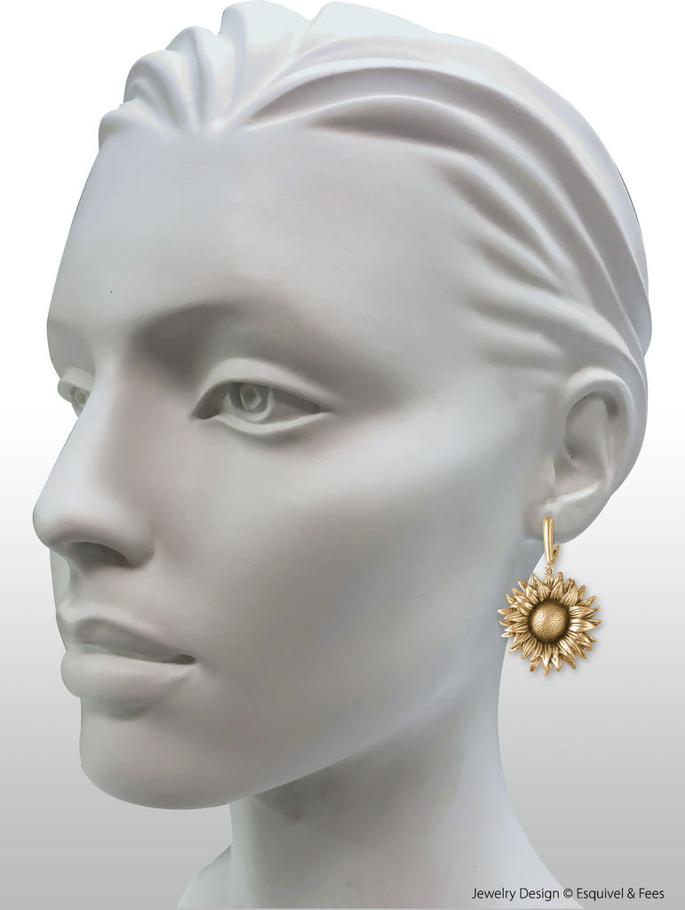 Sunflower Jewelry 14k Gold Vermeil Handmade Sunflower Earrings  SF2-EVM