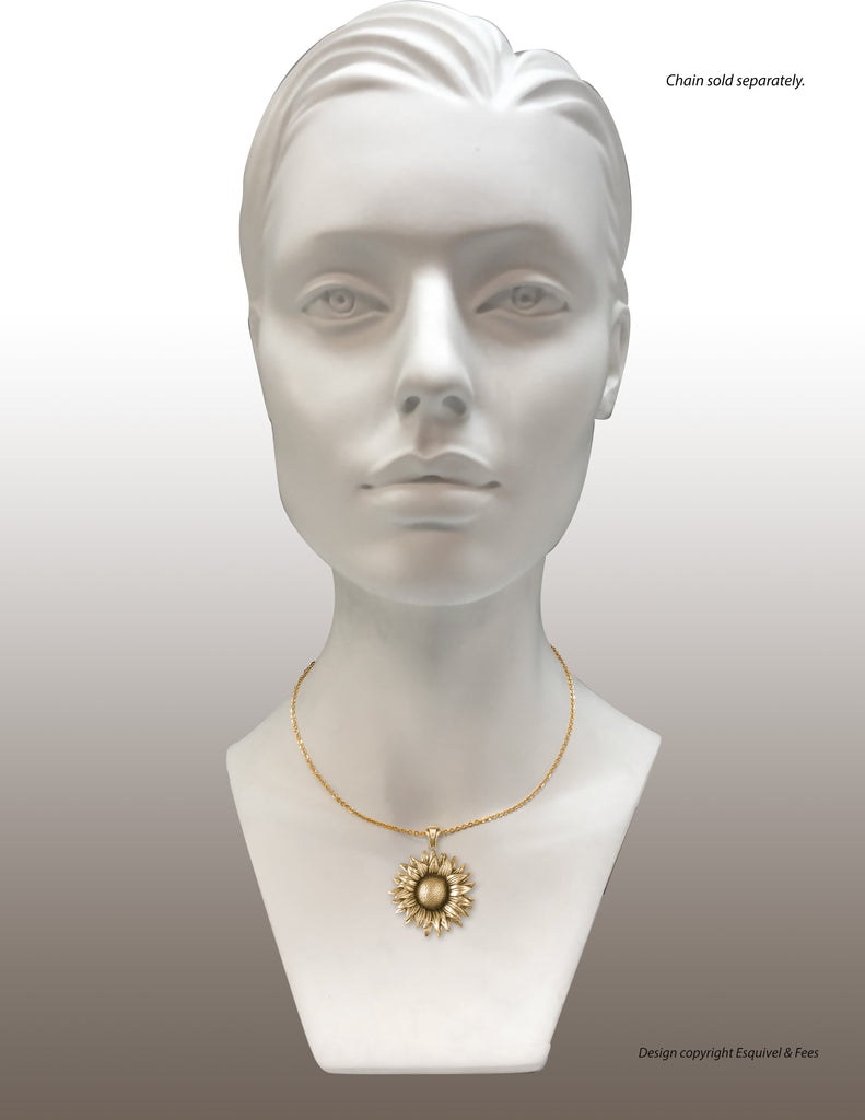 Sunflower Jewelry 14k Gold Vermeil Handmade Sunflower Pendant  SF2-PVM