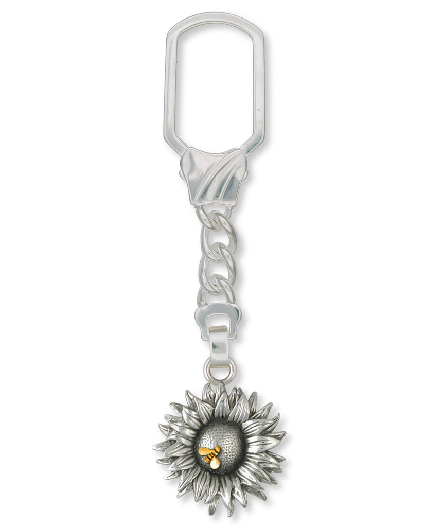 Sunflower Charms Sunflower Key Ring Silver And Gold Flower Jewelry Sunflower jewelry