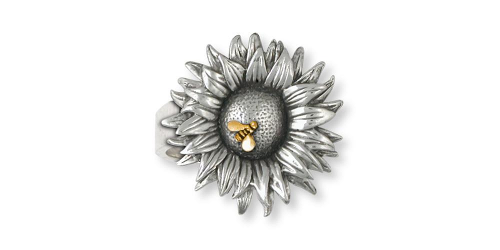 Sunflower Charms Sunflower Ring Silver And Gold Flower Jewelry Sunflower jewelry