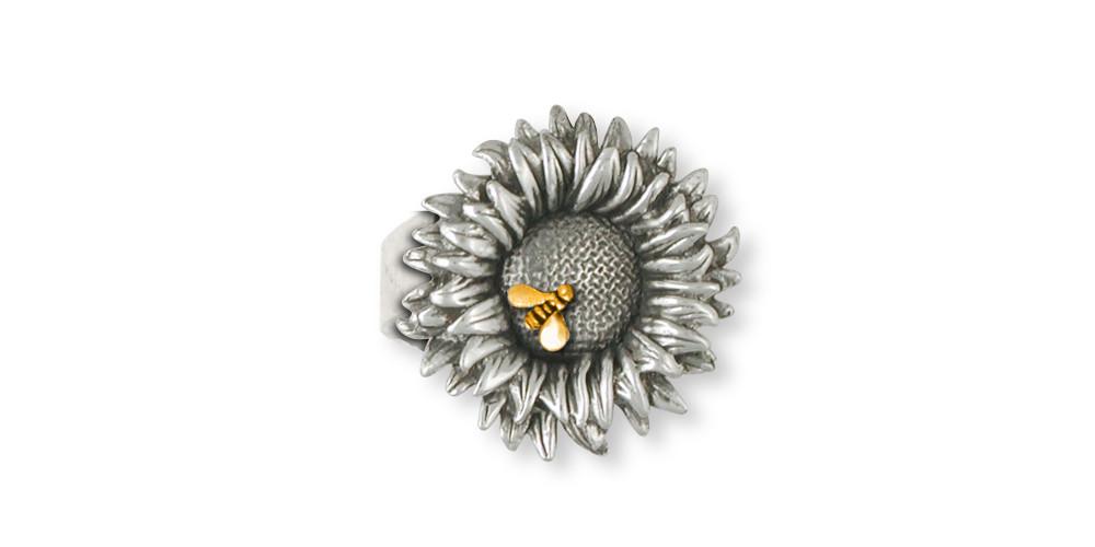 Sunflower Charms Sunflower Ring Silver And Gold Flower Jewelry Sunflower jewelry