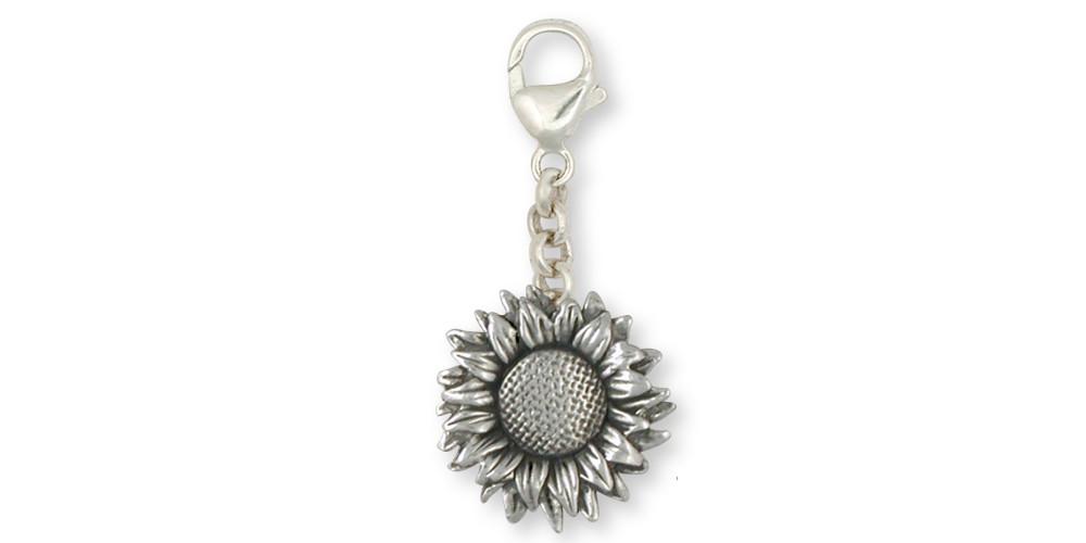 Sunflower Charms Sunflower Zipper Pull Sterling Silver Flower Jewelry Sunflower jewelry