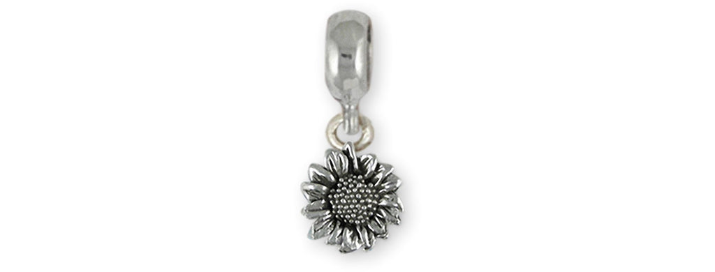 Sunflower Charms Sunflower Charm Slide Sterling Silver Sunflower Jewelry Sunflower jewelry