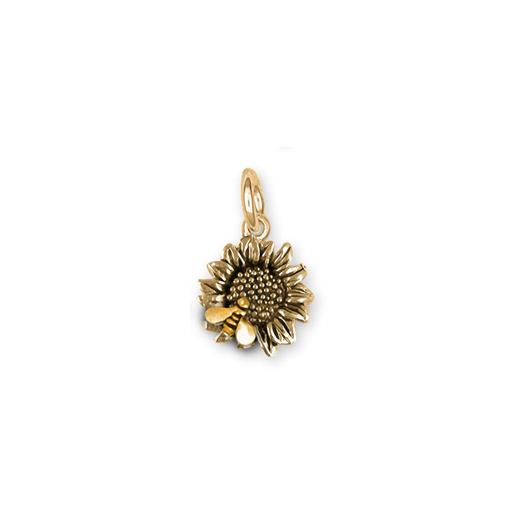 Sunflower Charms Sunflower Charm 14k Gold Sunflower And Bee Jewelry Sunflower jewelry