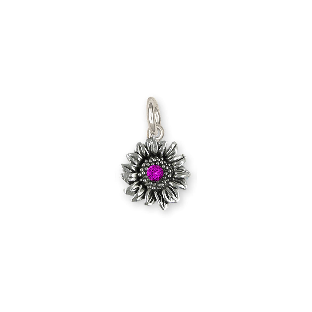 Sunflower Charms Sunflower Charm Sterling Silver Sunflower With Birthstone Jewelry Sunflower jewelry