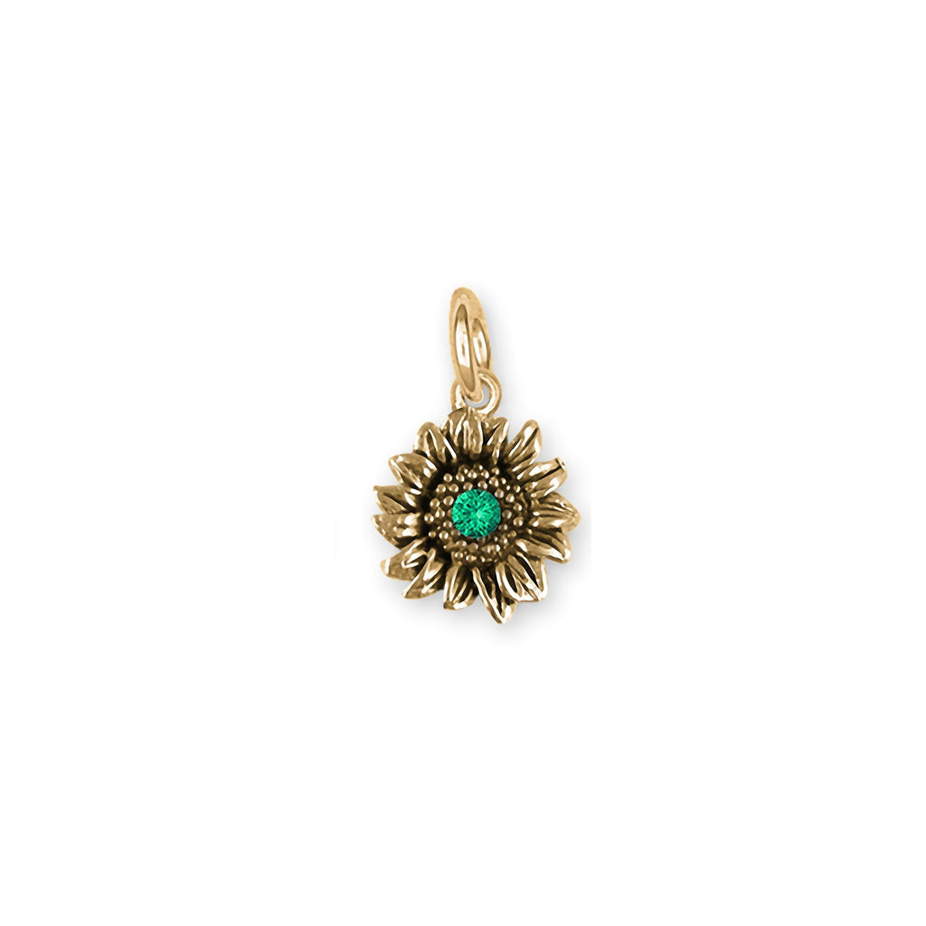 Sunflower Charms Sunflower Pendant 14k Gold Sunflower With Birthstone Jewelry Sunflower jewelry