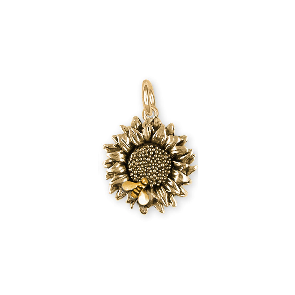 Sunflower Charms Sunflower Charm 14k Gold Sunflower With Bee Jewelry Sunflower jewelry