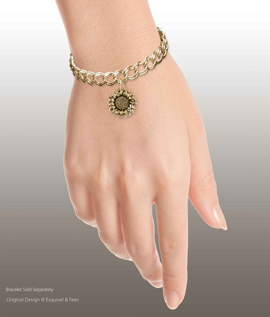 Sunflower Jewelry 14k Gold Handmade Sunflower Charm  SFTX3-CG