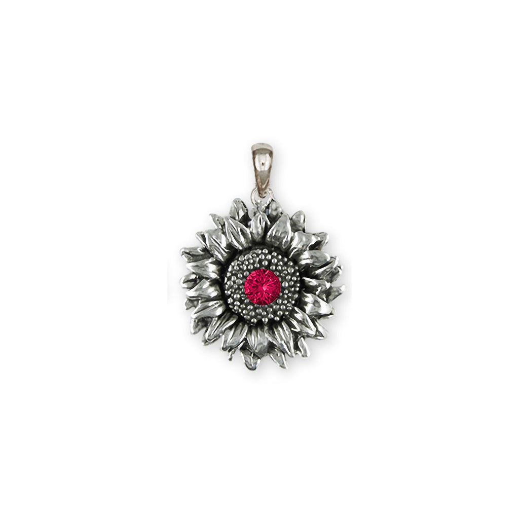 Sunflower Charms Sunflower Pendant Sterling Silver Sunflower With Birthstone Jewelry Sunflower jewelry