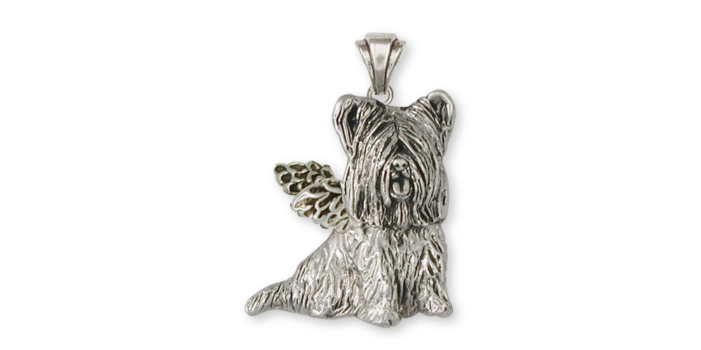 Skye Terrier Angel Charms Skye Terrier Angel Pendant Sterling Silver Dog Jewelry Skye Terrier Angel jewelry