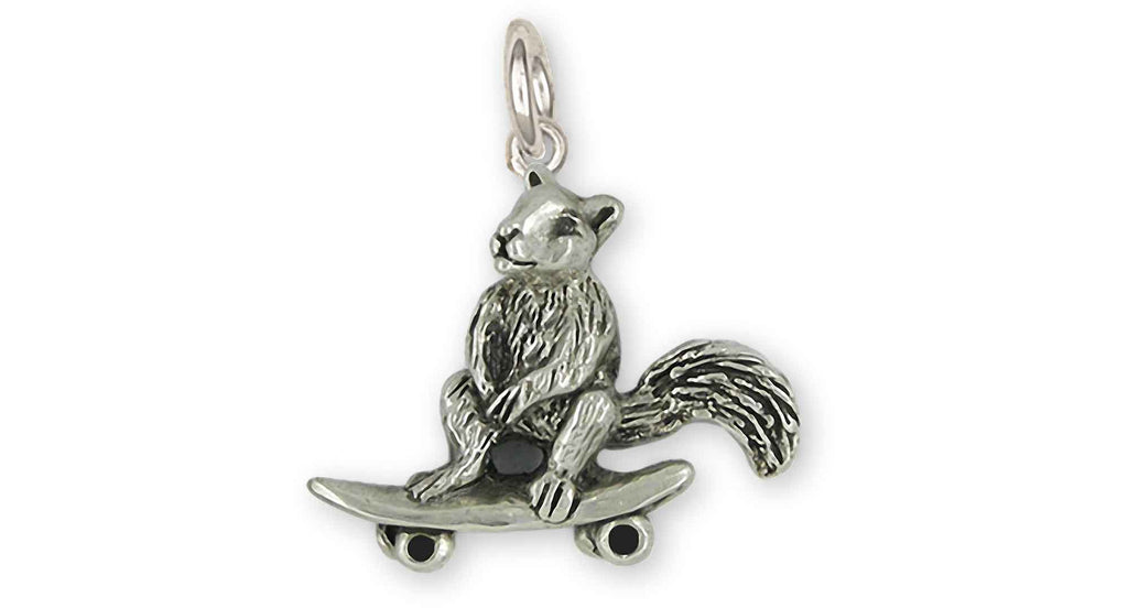 Squirrel On Skateboard Charms Squirrel On Skateboard Charm Sterling Silver Skateboard Squirrel Jewelry Squirrel On Skateboard jewelry