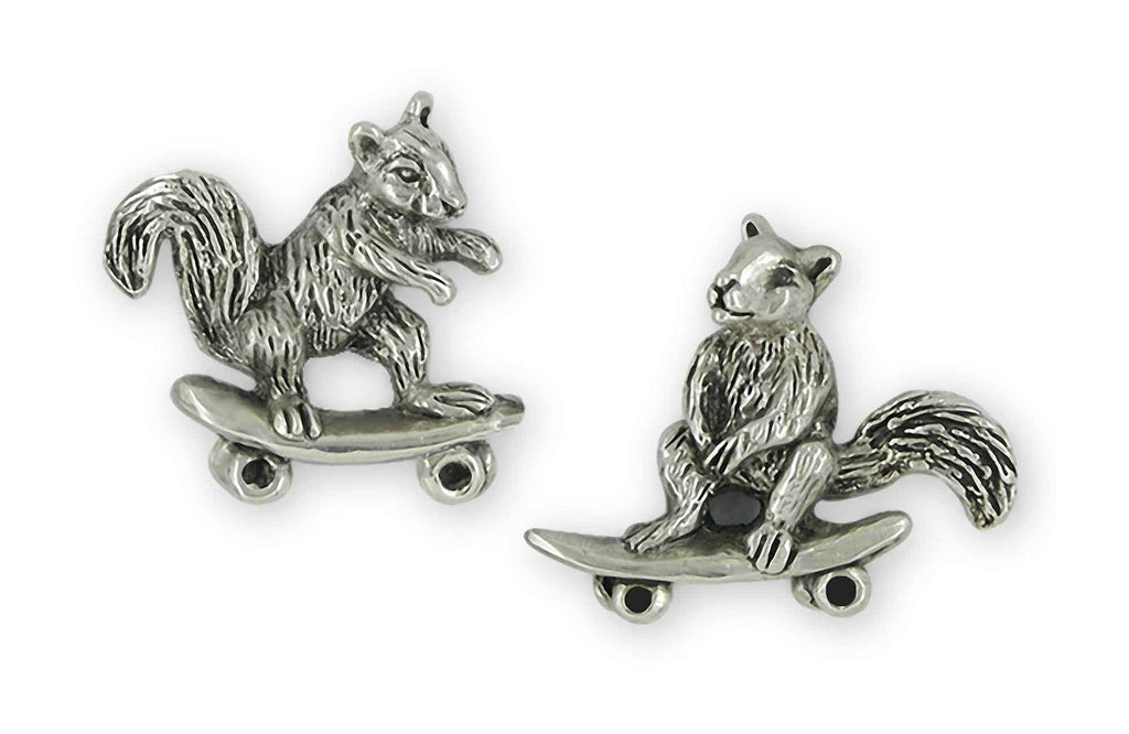 Squirrel On Skateboard  Charms Squirrel On Skateboard  Cufflinks Sterling Silver Skateboard Squirrel Jewelry Squirrel On Skateboard  jewelry