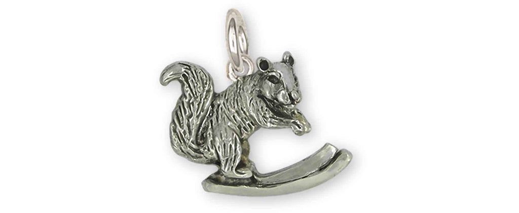 Squirrel On Skis Charms Squirrel On Skis Charm Sterling Silver Skiing Squirrel Jewelry Squirrel On Skis jewelry