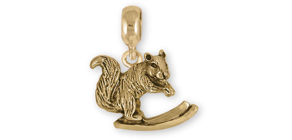 Squirrel On Skis Charms Squirrel On Skis Charm Slide 14k Yellow Gold Skiing Squirrel Jewelry Squirrel On Skis jewelry