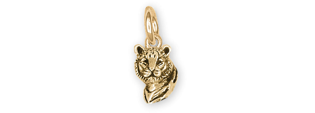 Tiger Charms Tiger Charm 14k Yellow Gold Tiger Jewelry Tiger jewelry