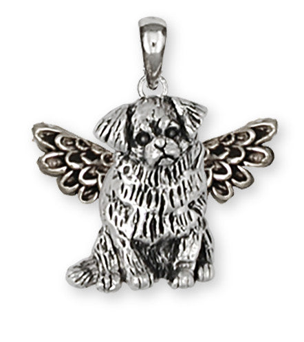Tibetan Spaniel Angel Charms Tibetan Spaniel Angel Pendant Handmade Sterling Silver Dog Jewelry Tibetan Spaniel Angel jewelry