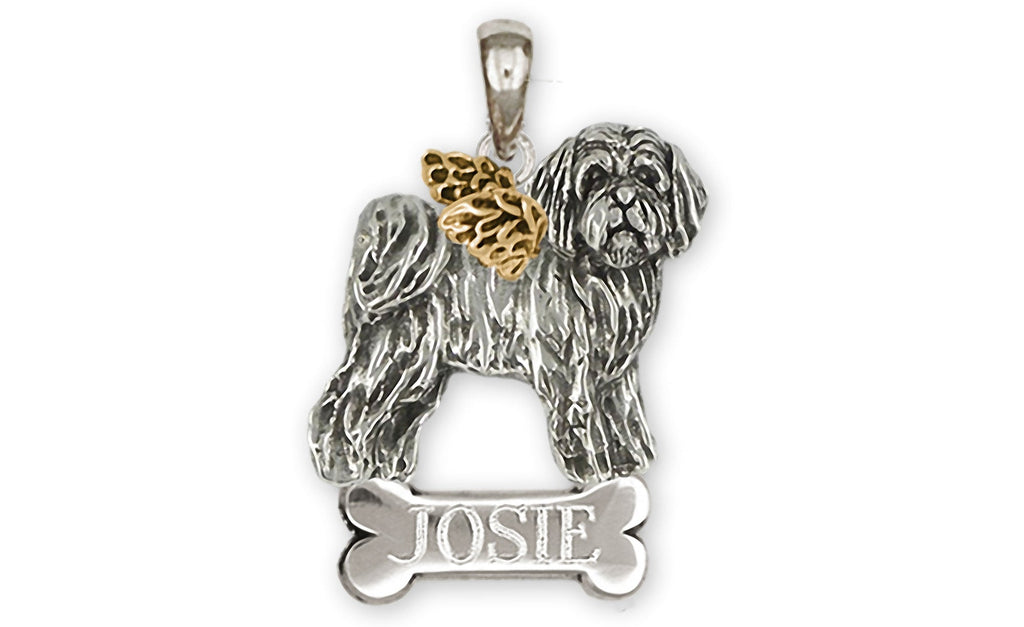 Tibetan Terrier Charms Tibetan Terrier Personalized Pendant Silver And 14k Gold Tibetan Terrier Jewelry Tibetan Terrier jewelry