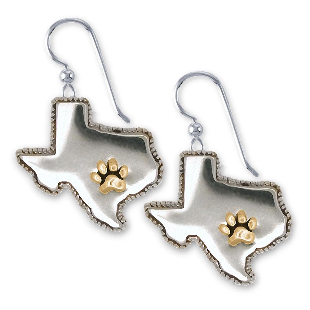 State Of Texas Charms State Of Texas Earrings Silver And 14k Gold Paw Jewelry State Of Texas jewelry