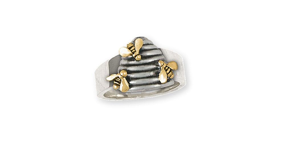 Honey Bee Charms Honey Bee Ring Silver And 14k Gold Honeybee Jewelry Honey Bee jewelry