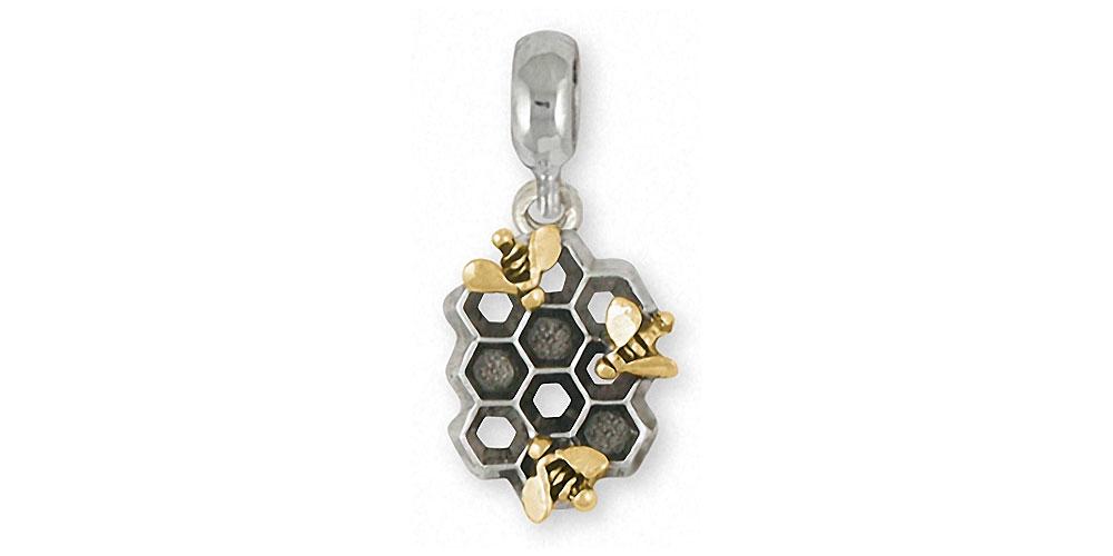 Honey Bee Charms Honey Bee Charm Slide Silver And 14k Gold Honeybee Jewelry Honey Bee jewelry