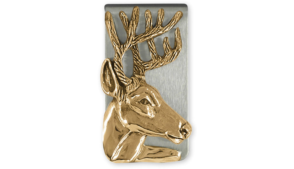 White Tail Deer Charms White Tail Deer Money Clip Yellow Bronze And Deer Jewelry White Tail Deer jewelry