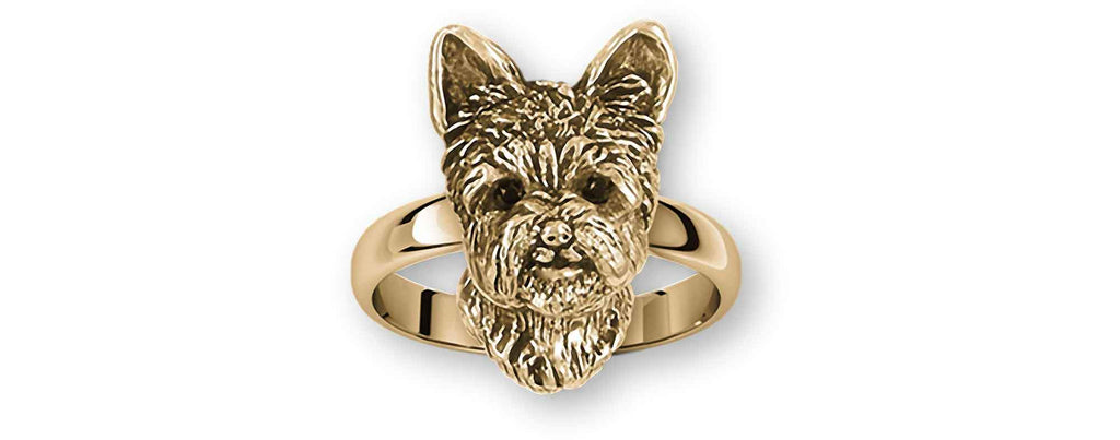 Yorkshire Terrier Charms Yorkshire Terrier Ring 14k Yellow Gold With Black Diamond Eyes Yorkie Jewelry Yorkshire Terrier jewelry